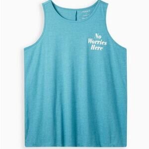 Torrid Teal Everyday No Worries Here Graphic Tank Sz 10